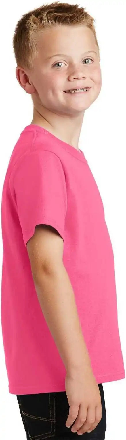 Port &amp; Company Pc54y Youth Core Cotton Tee Neon Pink