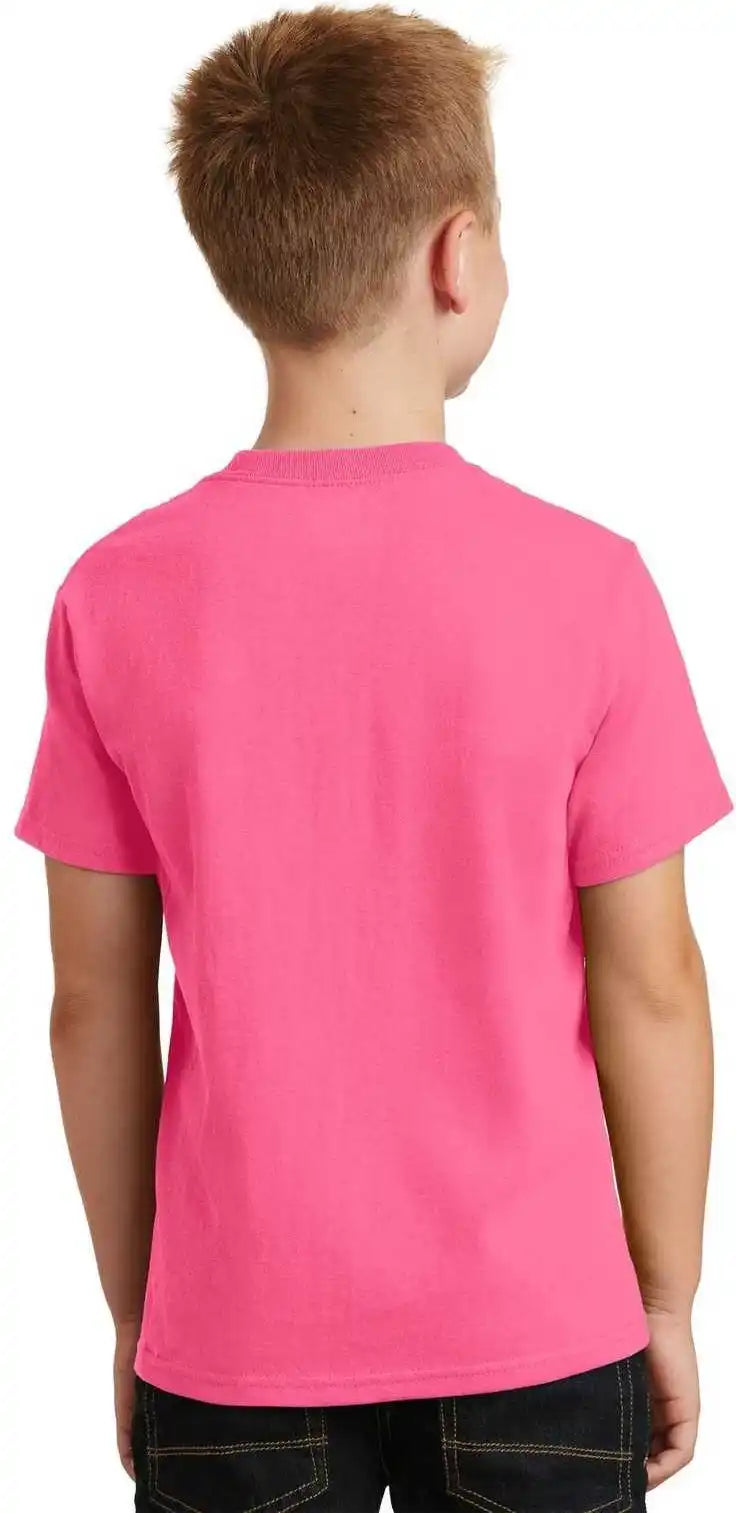 Port &amp; Company Pc54y Youth Core Cotton Tee Neon Pink
