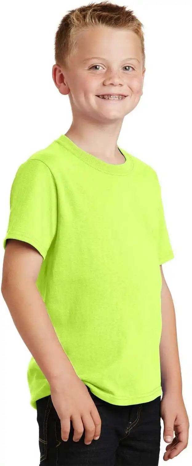 Port &amp; Company Pc54y Youth Core Cotton Tee Neon Yellow