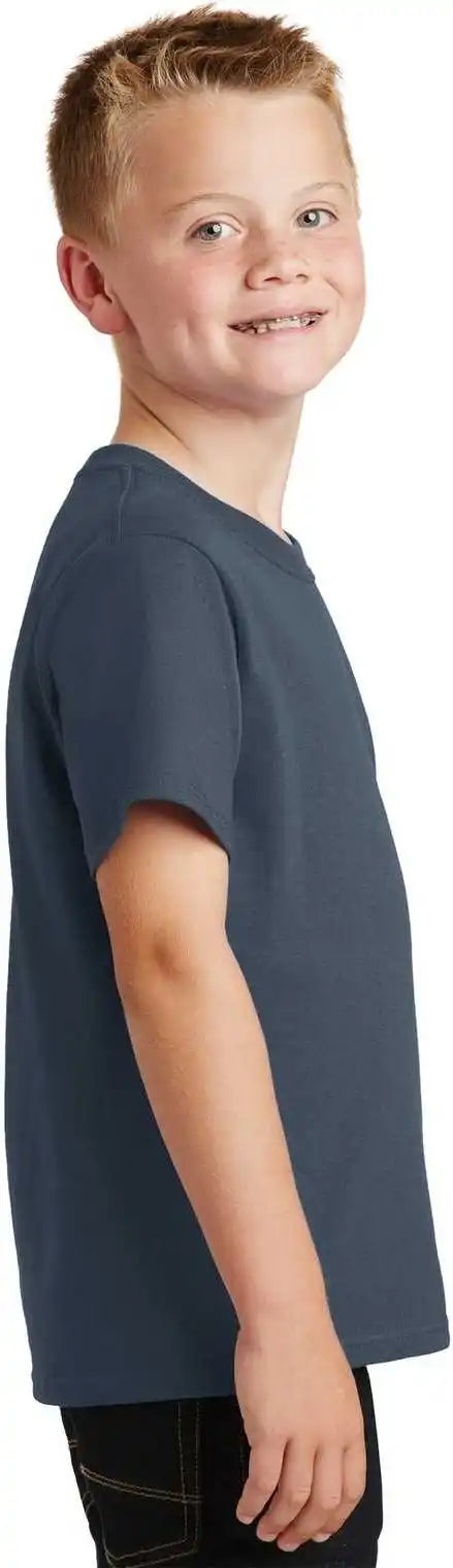 Port &amp; Company Pc54y Youth Core Cotton Tee Steel Blue