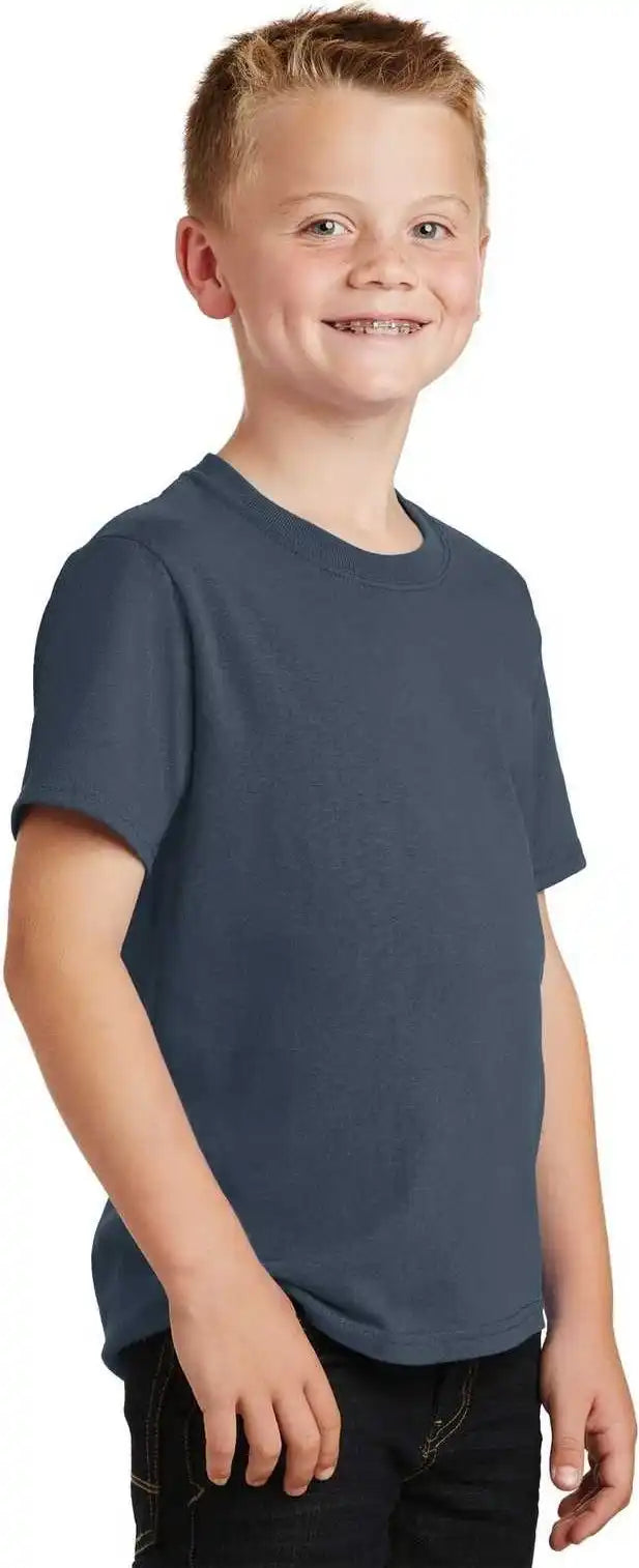 Port &amp; Company Pc54y Youth Core Cotton Tee Steel Blue