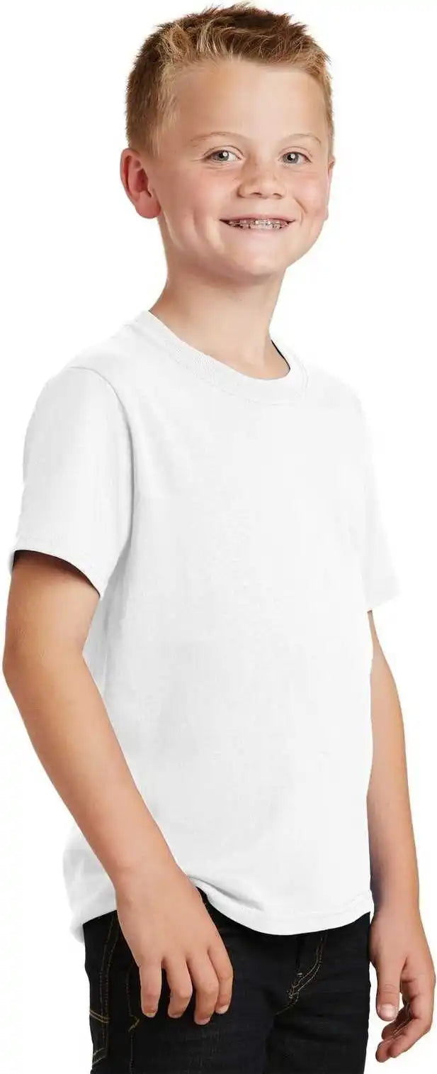 Port &amp; Company Pc54y Youth Core Cotton Tee White