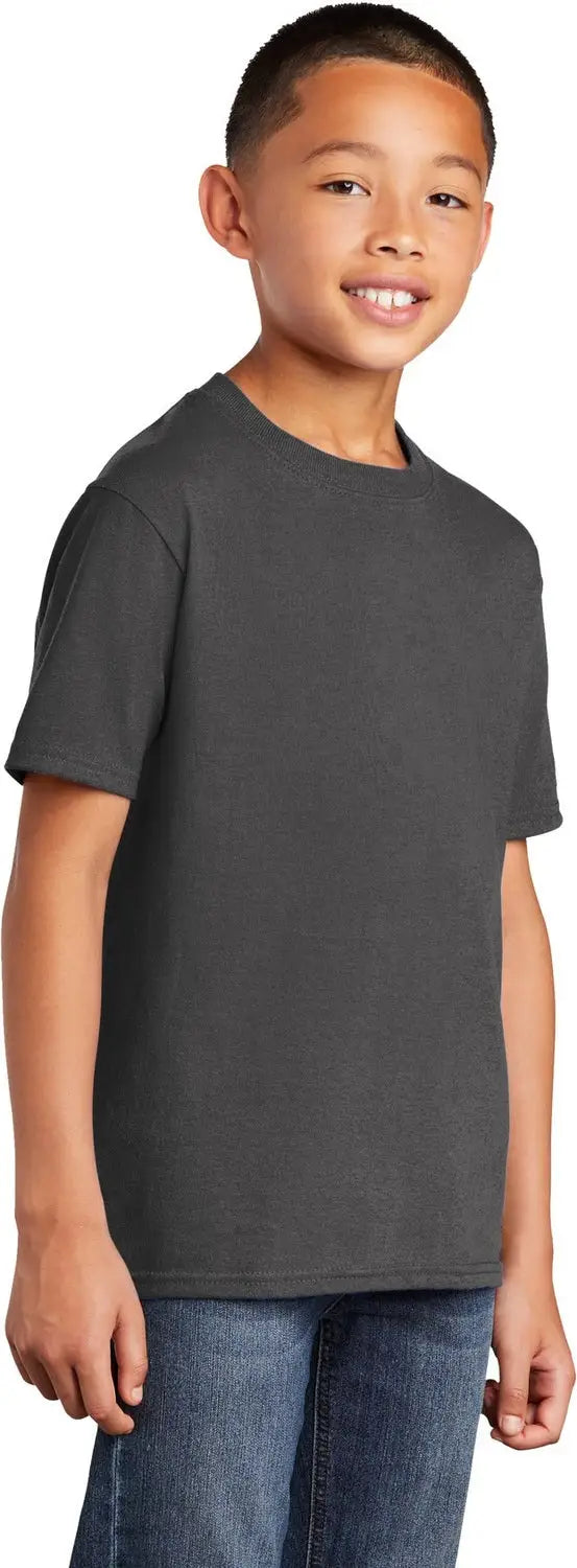 Port & Company Pc54ydtg co Youth Core Cotton Dtg Tee - Charcoal