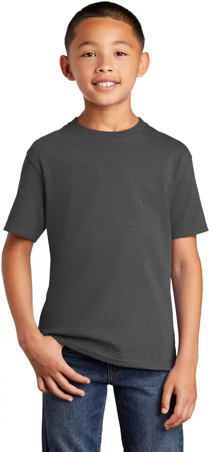 Port & Company Pc54ydtg Youth Core Cotton Dtg Tee Charcoal