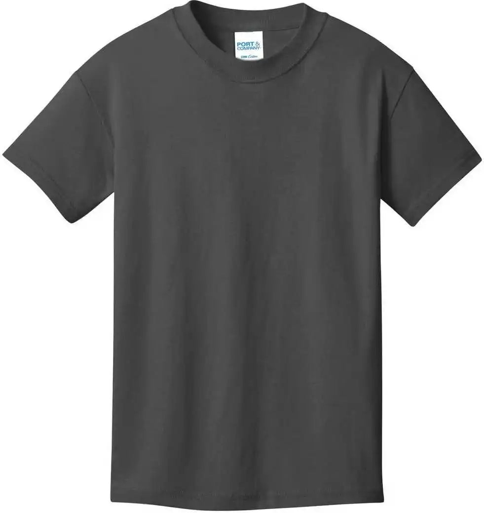 Port & Company Pc54ydtg Youth Core Cotton Dtg Tee - Charcoal