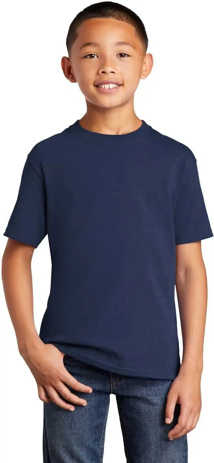 Port &amp; Company Pc54ydtg Youth Core Cotton Dtg Tee - Navy