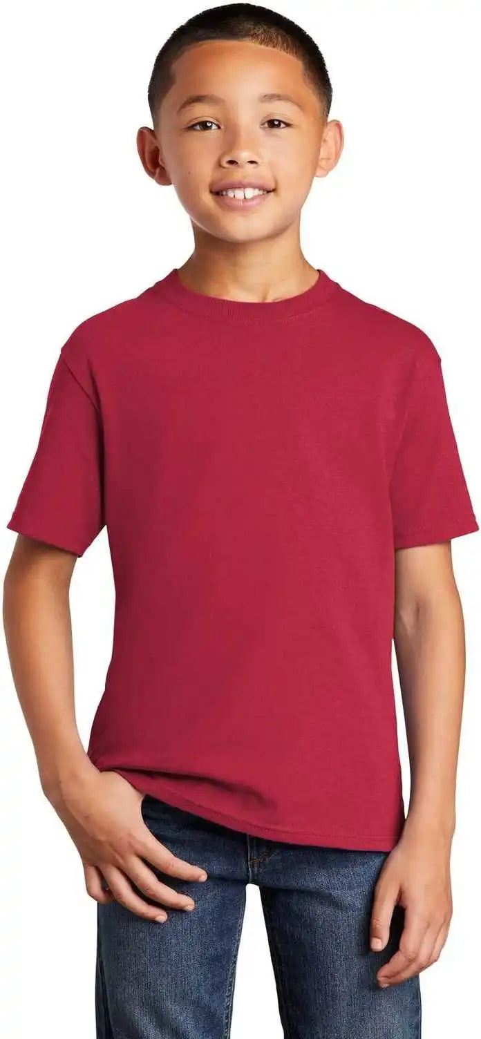 Port & Company Pc54ydtg Youth Core Cotton Dtg Tee - Red