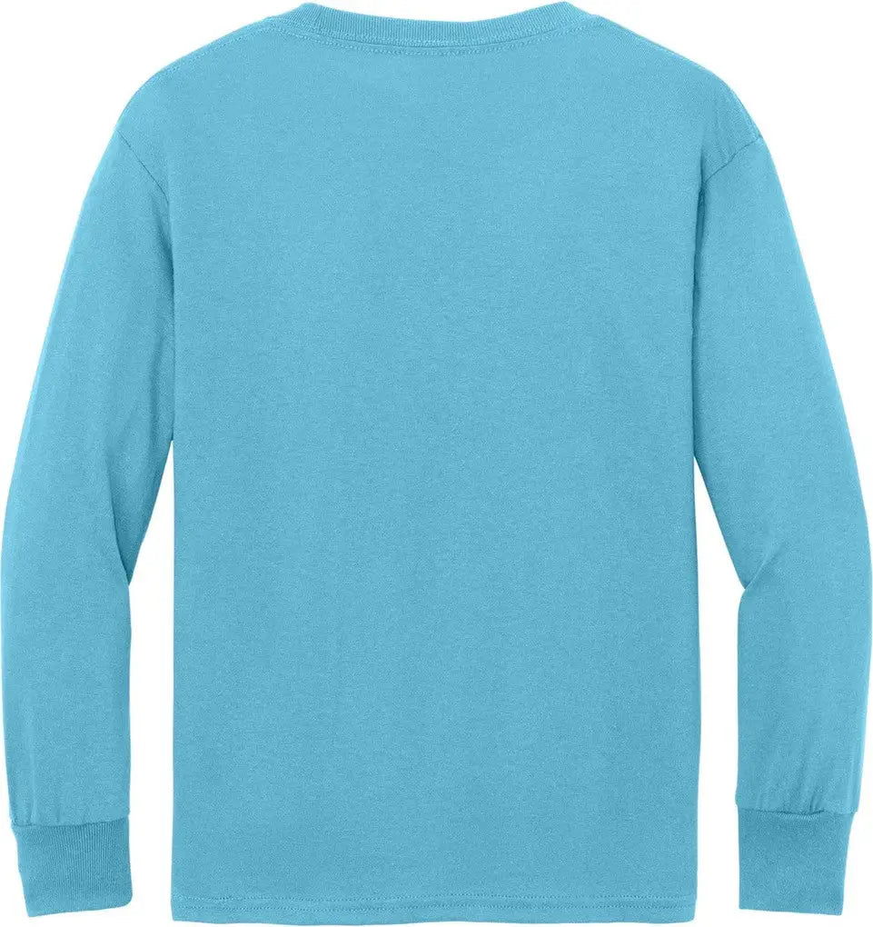 Port & Company Pc54yls co Youth Long Sleeve Core Cotton Tee - Aquatic Blue - Xs
