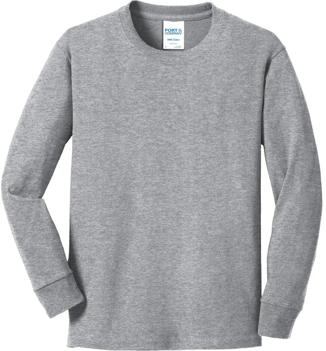 Port & Company Pc54yls co Youth Long Sleeve Core Cotton Tee - Athletic Heather