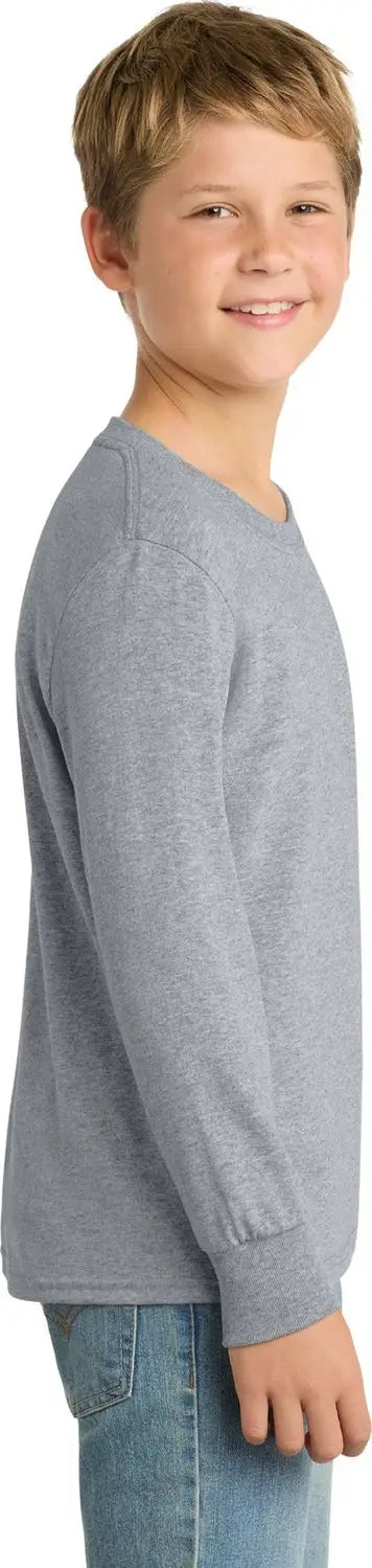 Port & Company Pc54yls co Youth Long Sleeve Core Cotton Tee - Athletic Heather