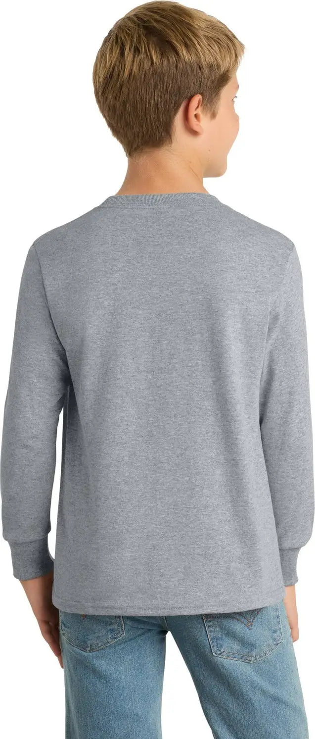 Port & Company Pc54yls co Youth Long Sleeve Core Cotton Tee - Athletic Heather