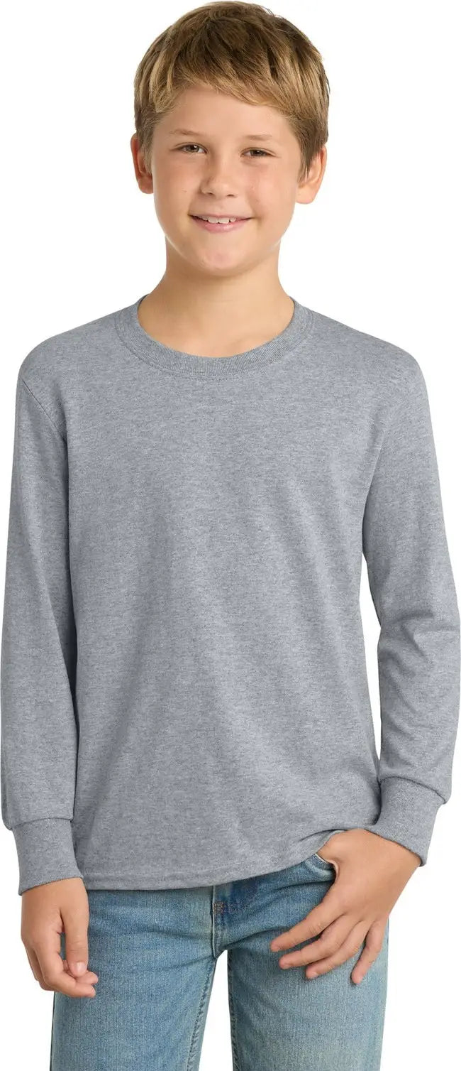 Port & Company Pc54yls co Youth Long Sleeve Core Cotton Tee - Athletic Heather - Xs