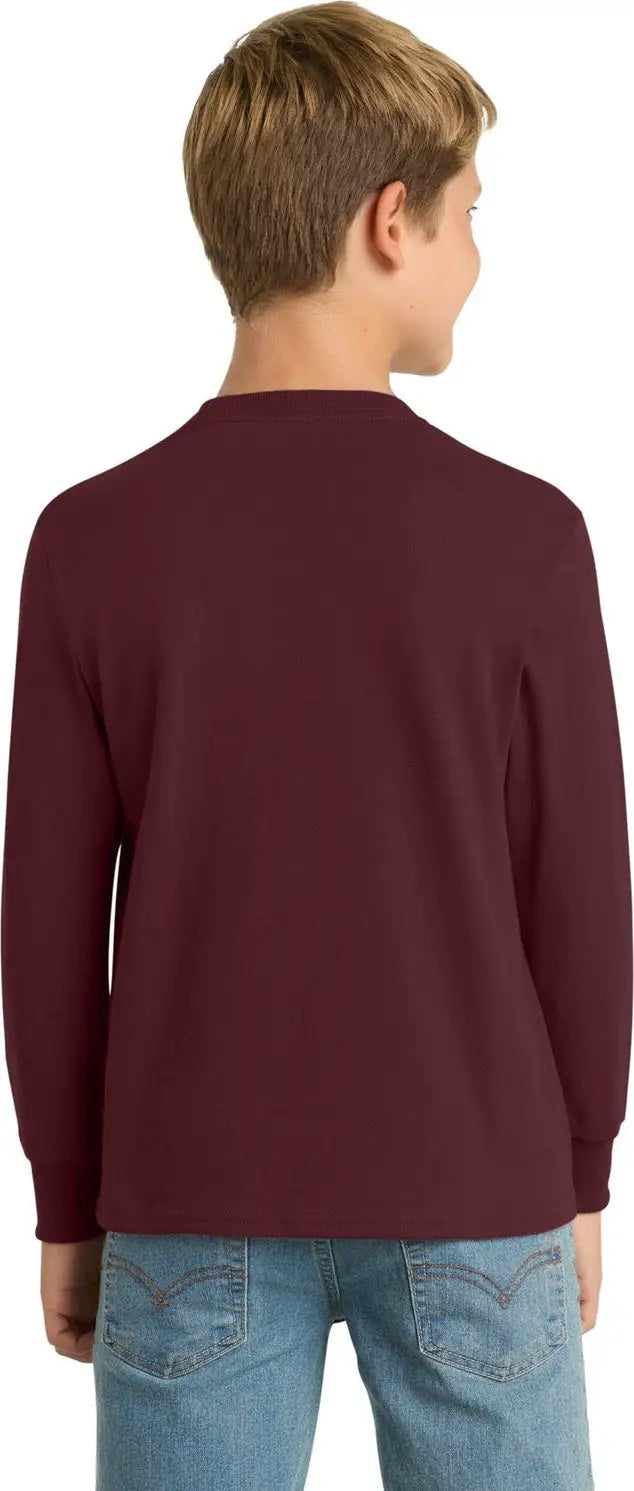 Port & Company Pc54yls co Youth Long Sleeve Core Cotton Tee - Athletic Maroon