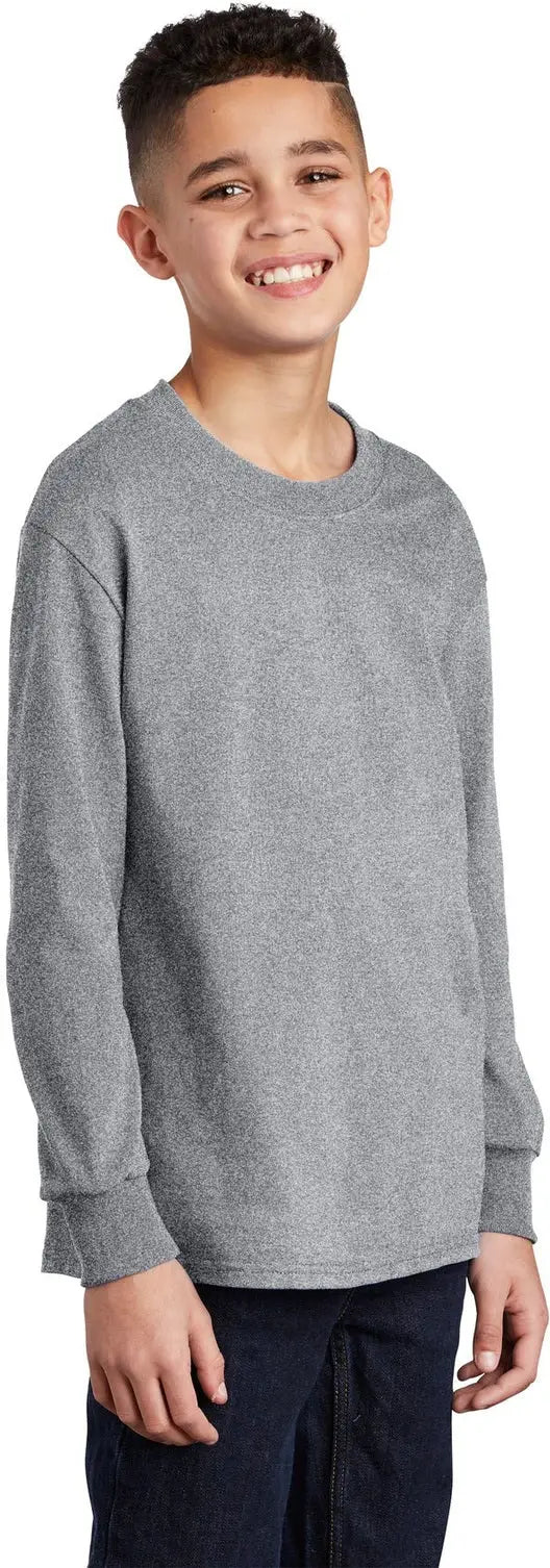 Port & Company Pc54yls co Youth Long Sleeve Core Cotton Tee - Athletic Heather