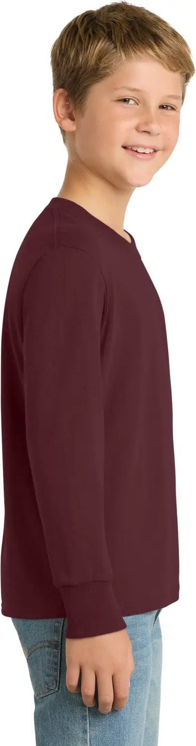 Port & Company Pc54yls co Youth Long Sleeve Core Cotton Tee - Athletic Maroon