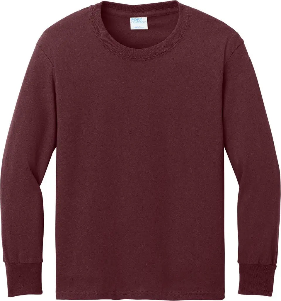 Port & Company Pc54yls co Youth Long Sleeve Core Cotton Tee - Athletic Maroon