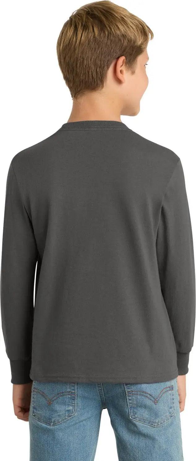 Port & Company Pc54yls co Youth Long Sleeve Core Cotton Tee - Charcoal