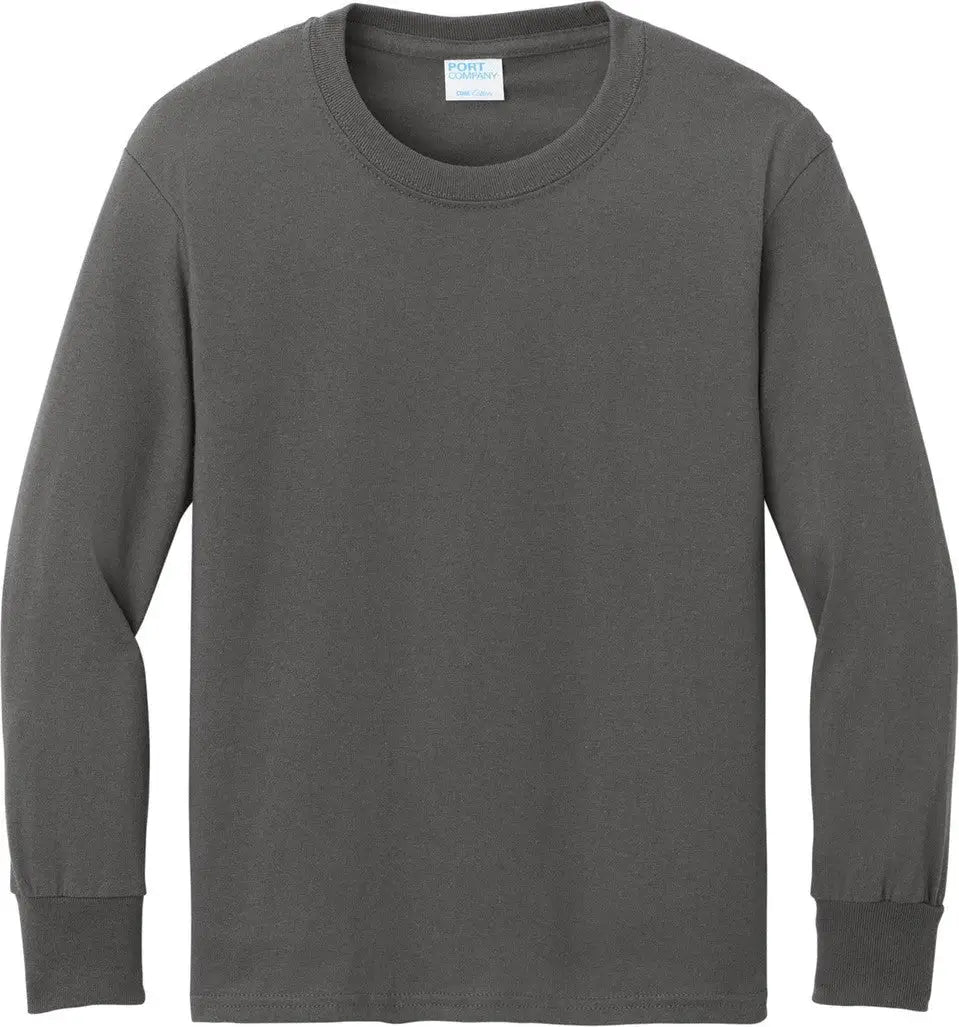 Port & Company Pc54yls co Youth Long Sleeve Core Cotton Tee - Charcoal