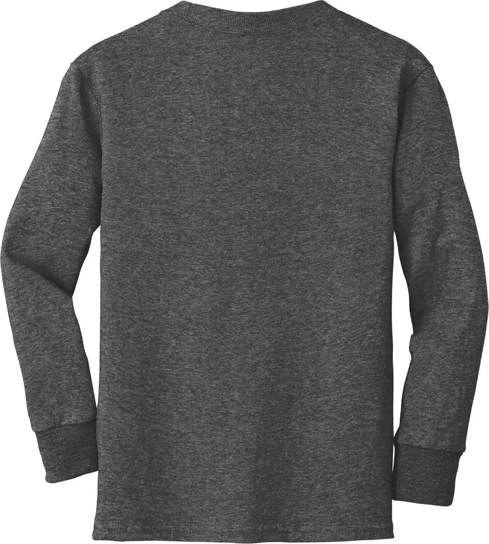 Port & Company Pc54yls co Youth Long Sleeve Core Cotton Tee - Dark Heather Gray - Xs