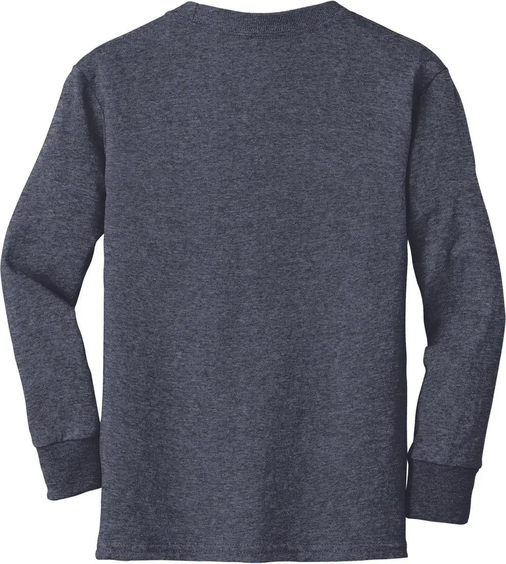 Port & Company Pc54yls co Youth Long Sleeve Core Cotton Tee - Heather Navy