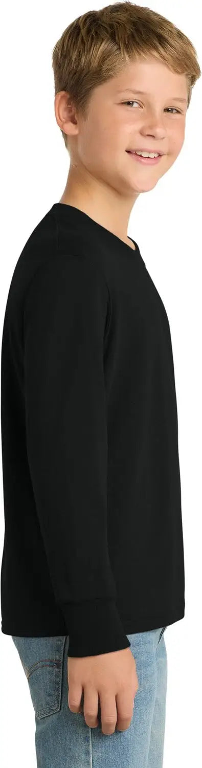Port & Company Pc54yls co Youth Long Sleeve Core Cotton Tee - Jet Black