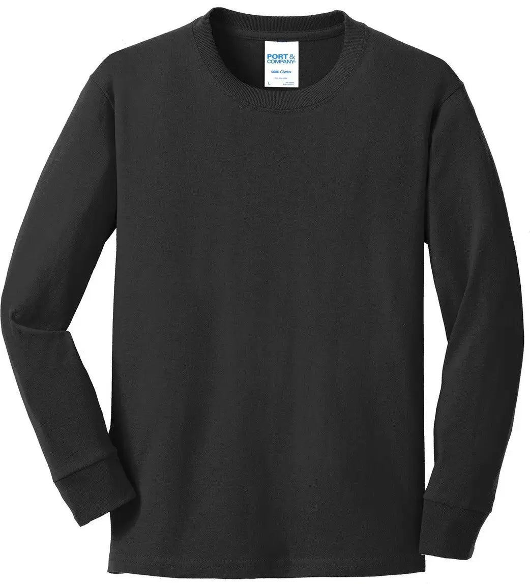 Port & Company Pc54yls co Youth Long Sleeve Core Cotton Tee - Jet Black