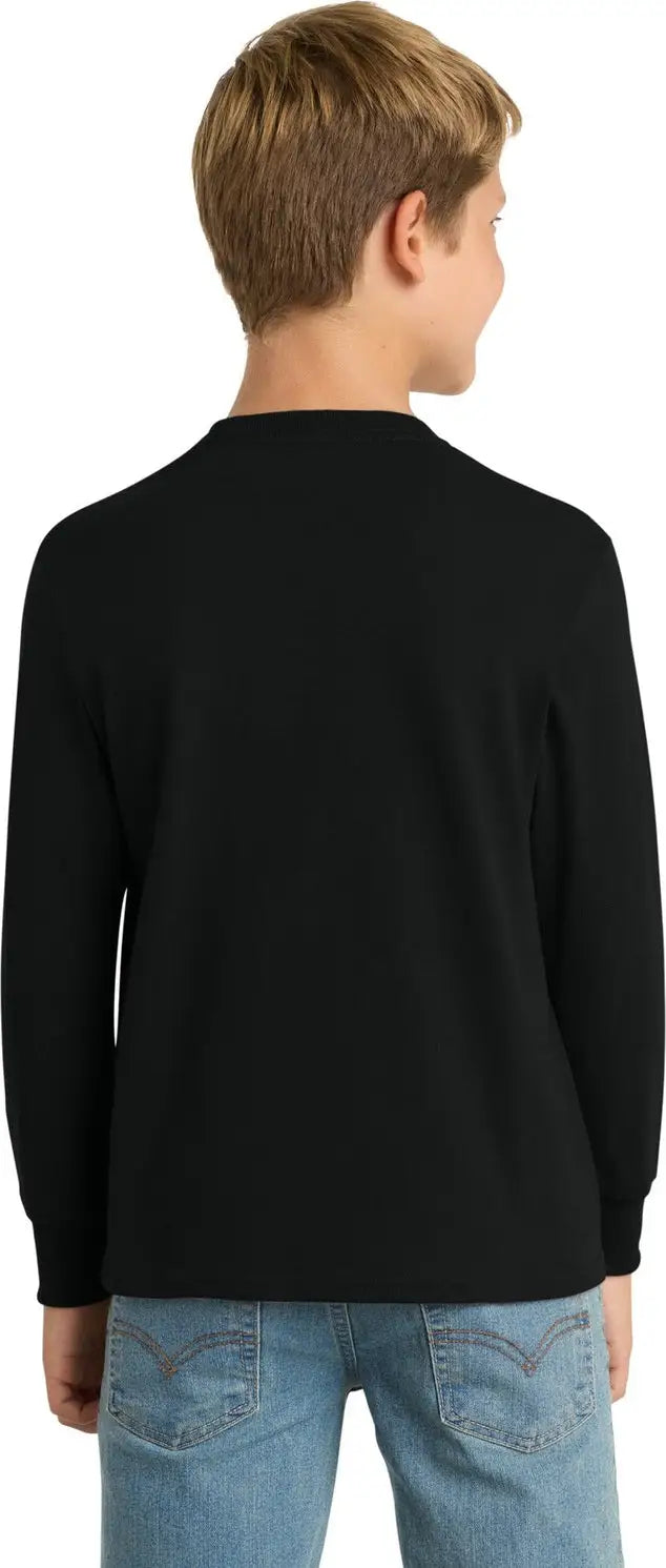 Port & Company Pc54yls co Youth Long Sleeve Core Cotton Tee - Jet Black
