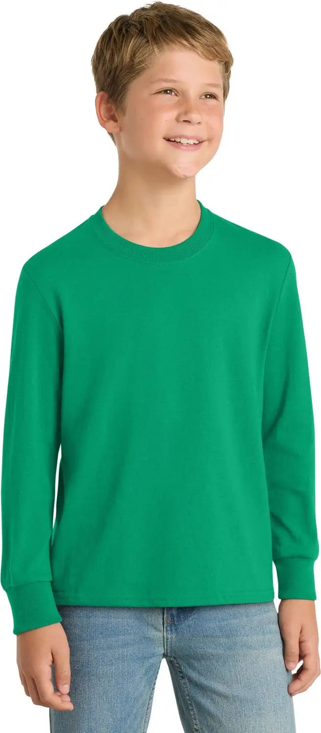 Port & Company Pc54yls co Youth Long Sleeve Core Cotton Tee - Kelly - Xs