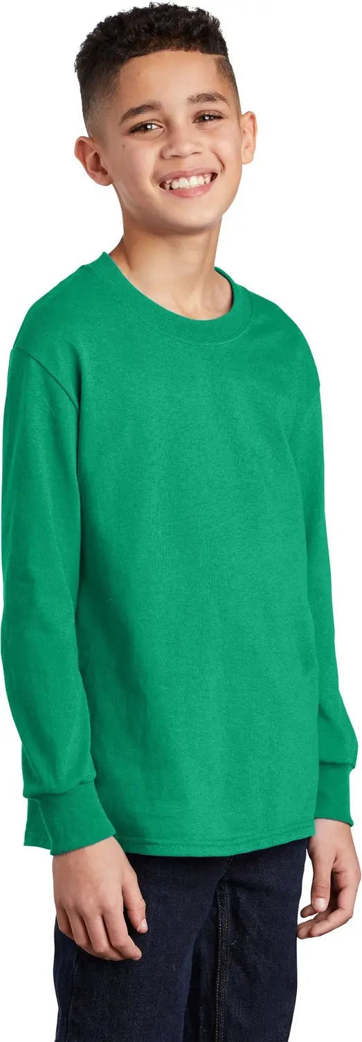 Port & Company Pc54yls co Youth Long Sleeve Core Cotton Tee - Kelly