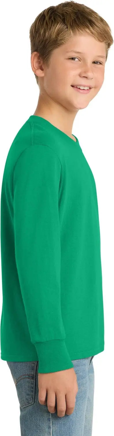 Port & Company Pc54yls co Youth Long Sleeve Core Cotton Tee - Kelly