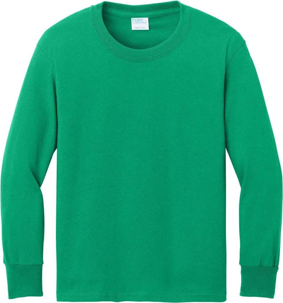 Port & Company Pc54yls co Youth Long Sleeve Core Cotton Tee - Kelly