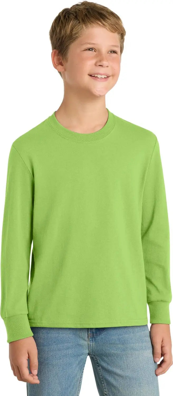 Port & Company Pc54yls co Youth Long Sleeve Core Cotton Tee - Lime