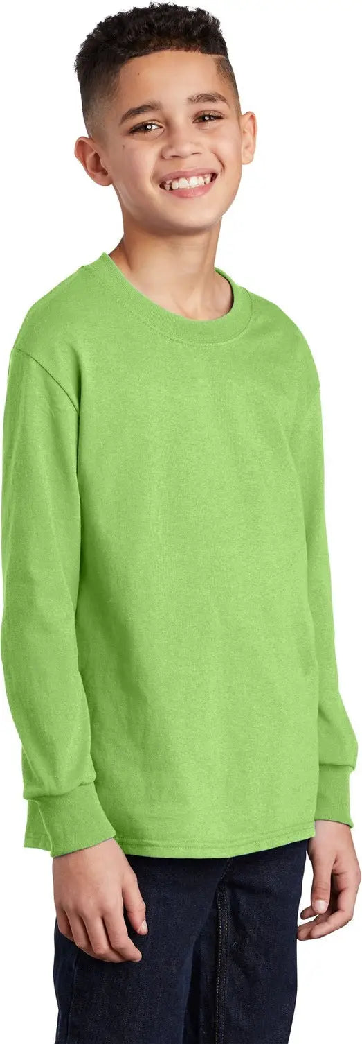 Port & Company Pc54yls co Youth Long Sleeve Core Cotton Tee - Lime