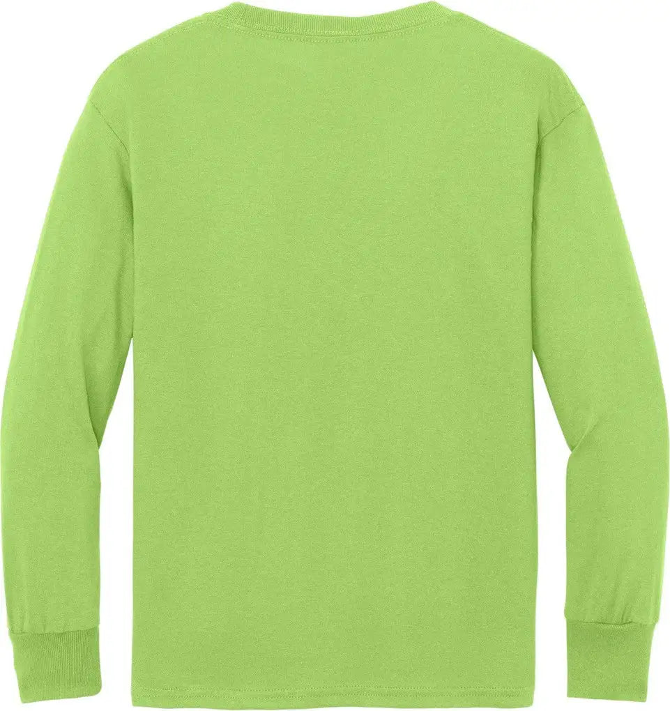Port & Company Pc54yls co Youth Long Sleeve Core Cotton Tee - Lime