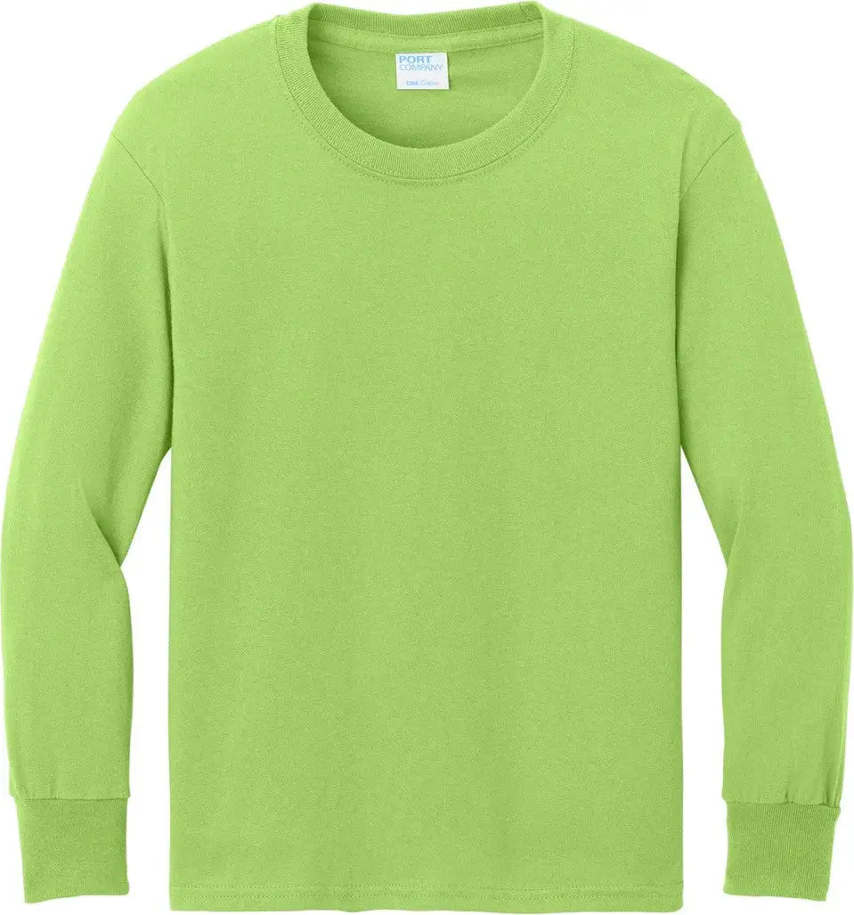 Port & Company Pc54yls co Youth Long Sleeve Core Cotton Tee - Lime