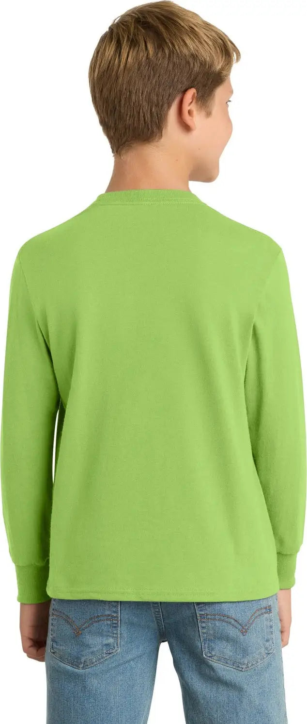 Port & Company Pc54yls co Youth Long Sleeve Core Cotton Tee - Lime