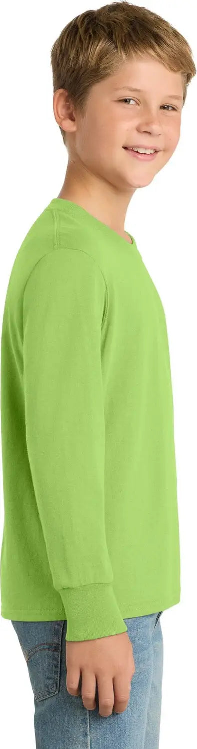 Port & Company Pc54yls co Youth Long Sleeve Core Cotton Tee - Lime