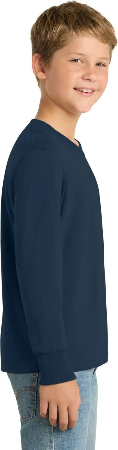 Port & Company Pc54yls co Youth Long Sleeve Core Cotton Tee - Navy