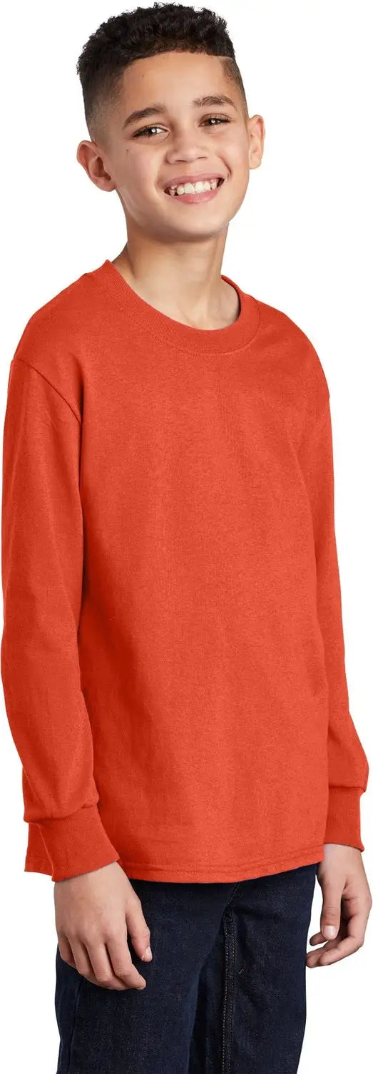Port & Company Pc54yls co Youth Long Sleeve Core Cotton Tee - Orange