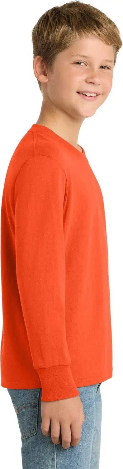 Port & Company Pc54yls co Youth Long Sleeve Core Cotton Tee - Orange