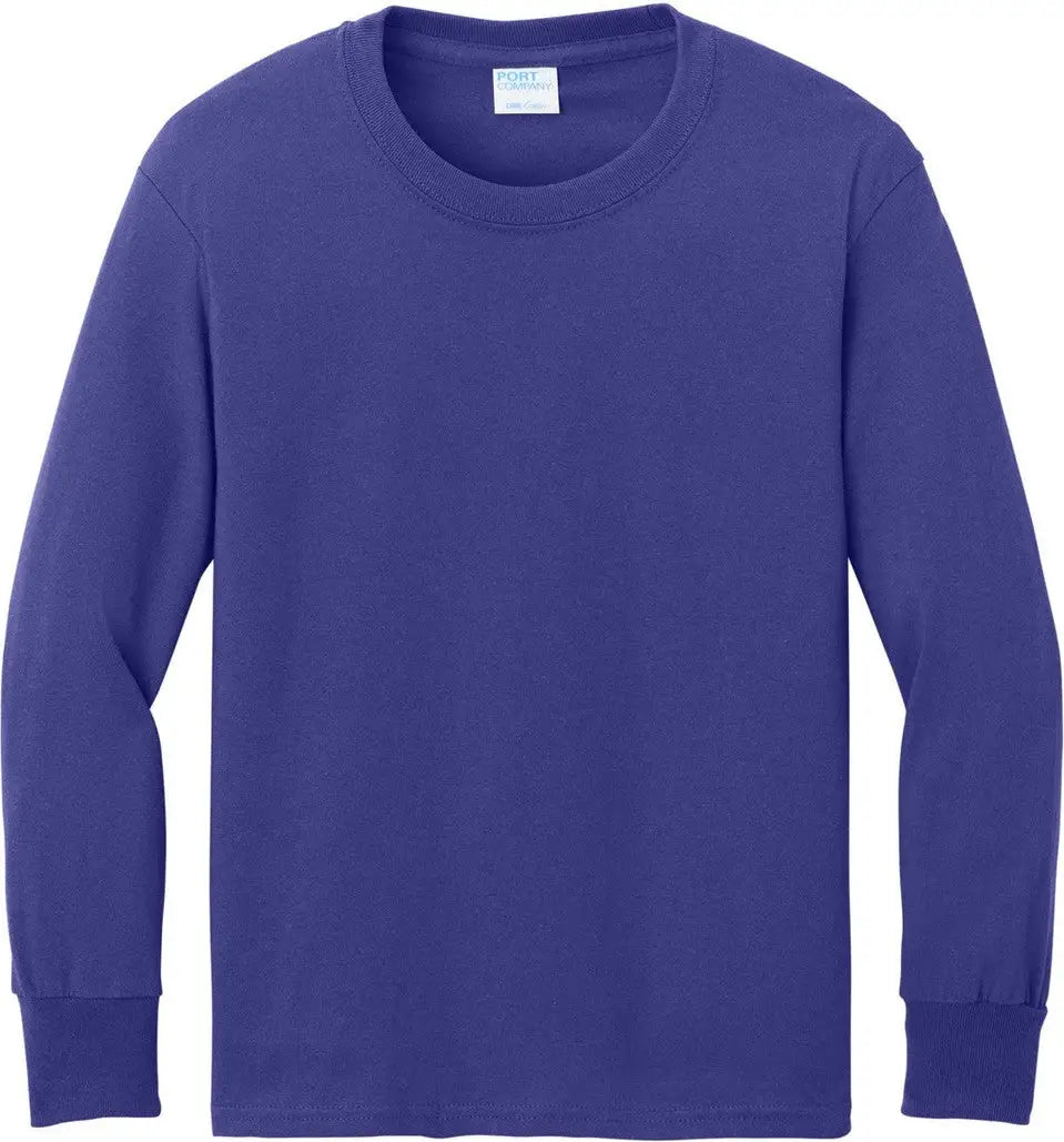 Port & Company Pc54yls co Youth Long Sleeve Core Cotton Tee - Purple
