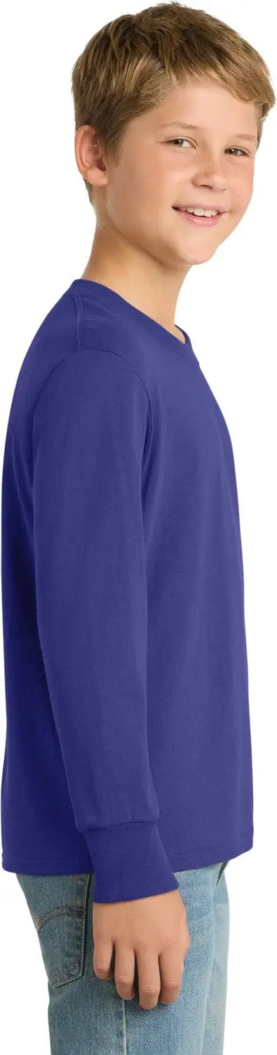 Port & Company Pc54yls co Youth Long Sleeve Core Cotton Tee - Purple