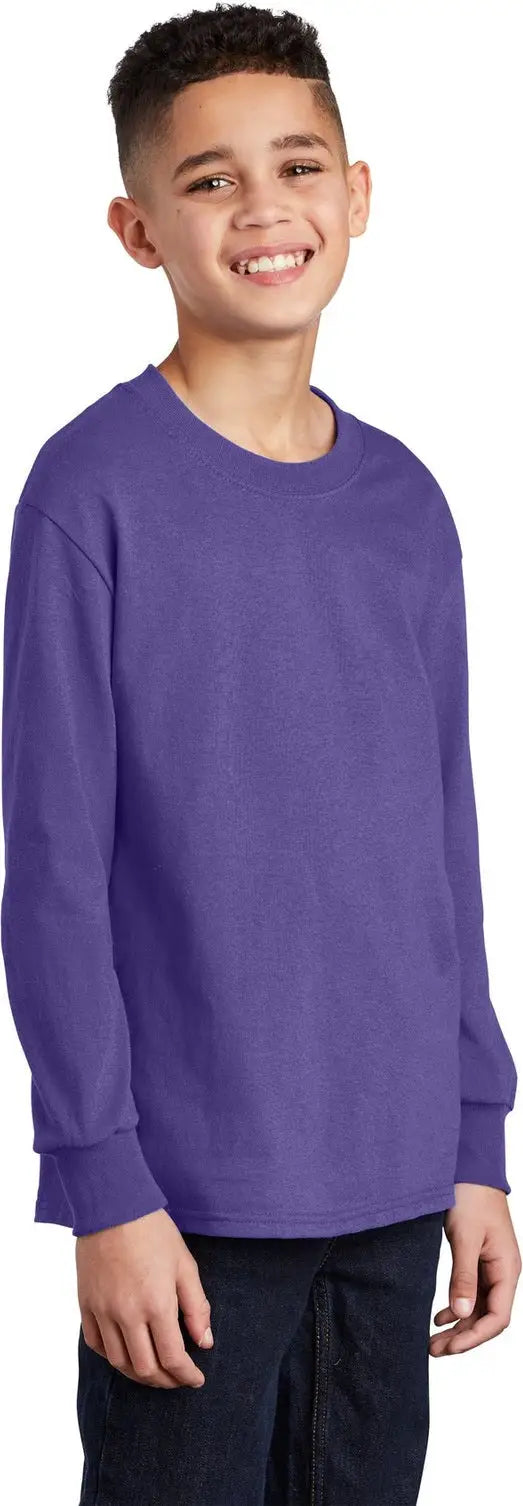 Port & Company Pc54yls co Youth Long Sleeve Core Cotton Tee - Purple