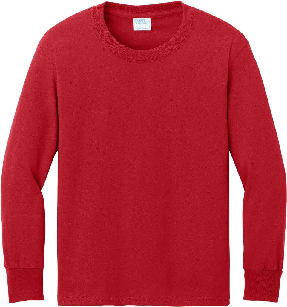 Port & Company Pc54yls co Youth Long Sleeve Core Cotton Tee - Red