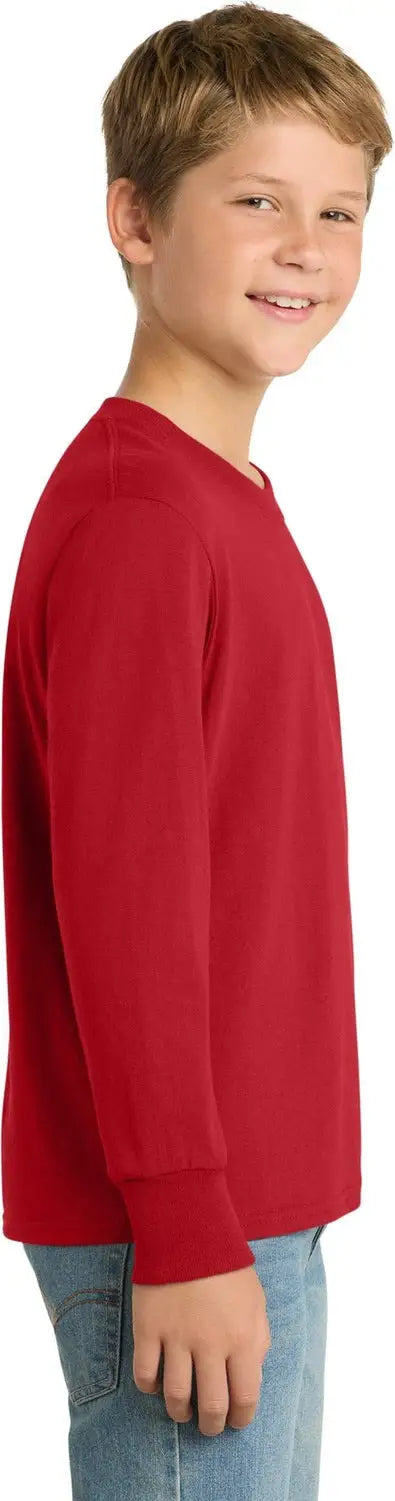 Port & Company Pc54yls co Youth Long Sleeve Core Cotton Tee - Red