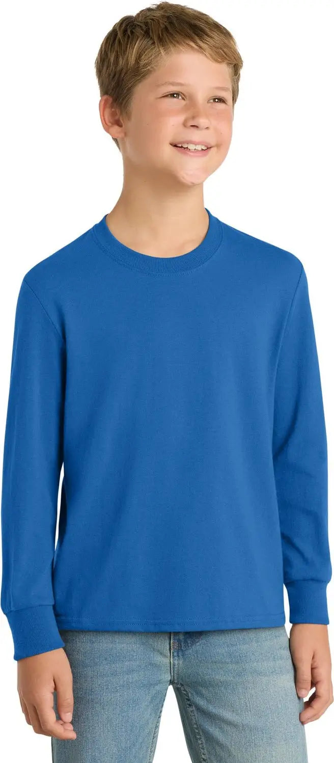 Port & Company Pc54yls co Youth Long Sleeve Core Cotton Tee - Royal - Xs