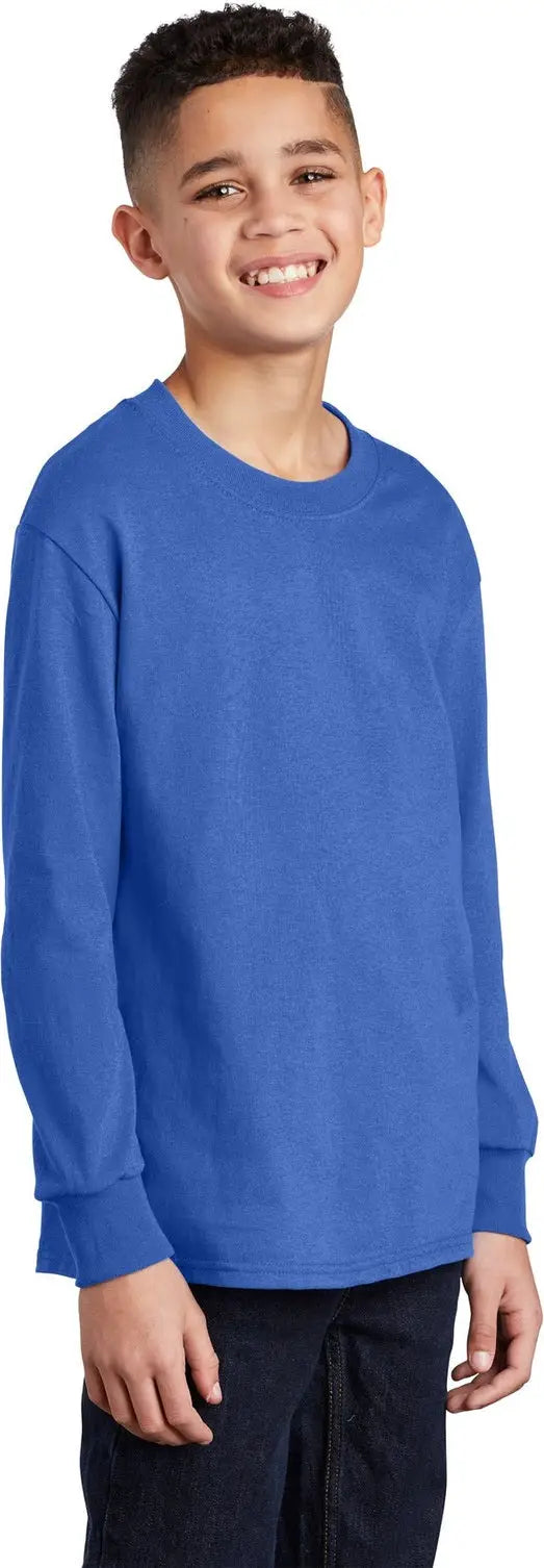 Port & Company Pc54yls co Youth Long Sleeve Core Cotton Tee - Royal