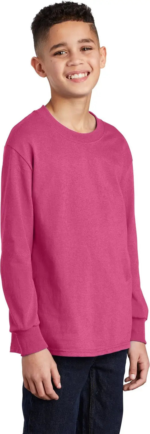 Port & Company Pc54yls co Youth Long Sleeve Core Cotton Tee - Sangria