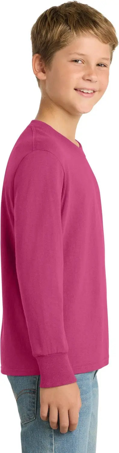 Port & Company Pc54yls co Youth Long Sleeve Core Cotton Tee - Sangria