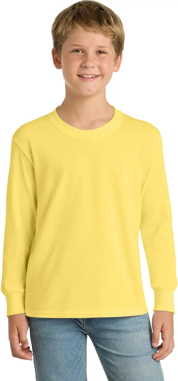 Port & Company Pc54yls co Youth Long Sleeve Core Cotton Tee - Yellow - Xs